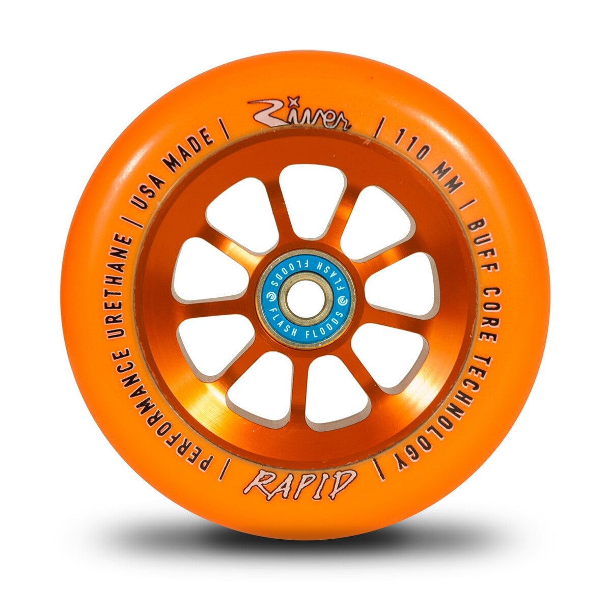 River Wheel Co. Rapid Orange on Orange 110mm wheels
